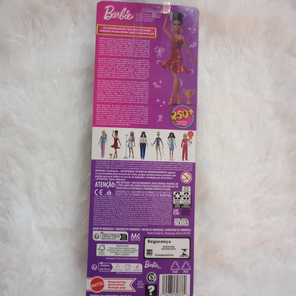 Barbie Ballroom Dancer Brown Tan Fashion Doll In Pink Glitter Dress